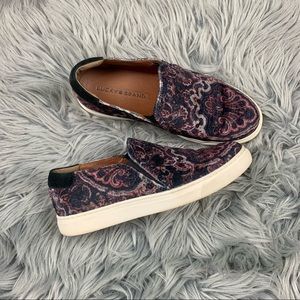 Lucky brand velvet slip on sneakers